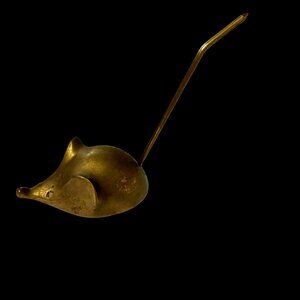 Vintage Miniature 4 Inch Brass Mouse Figurine Receipts Paperweight Collectible